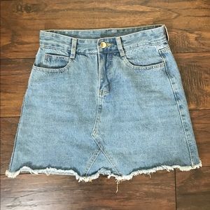 High waisted denim skirt